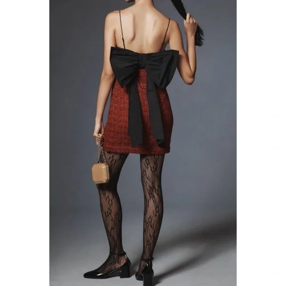 NEW ANTHROPOLOGIE MAEVE Bow Square-Neck Mini Dress - Picture 2 of 3